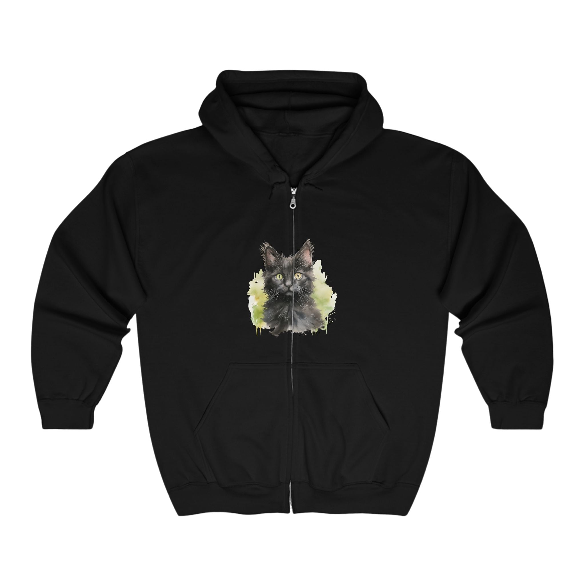 Black Cat Watercolor Hoodie - Mystical & Cozy Hoodie - Blululi