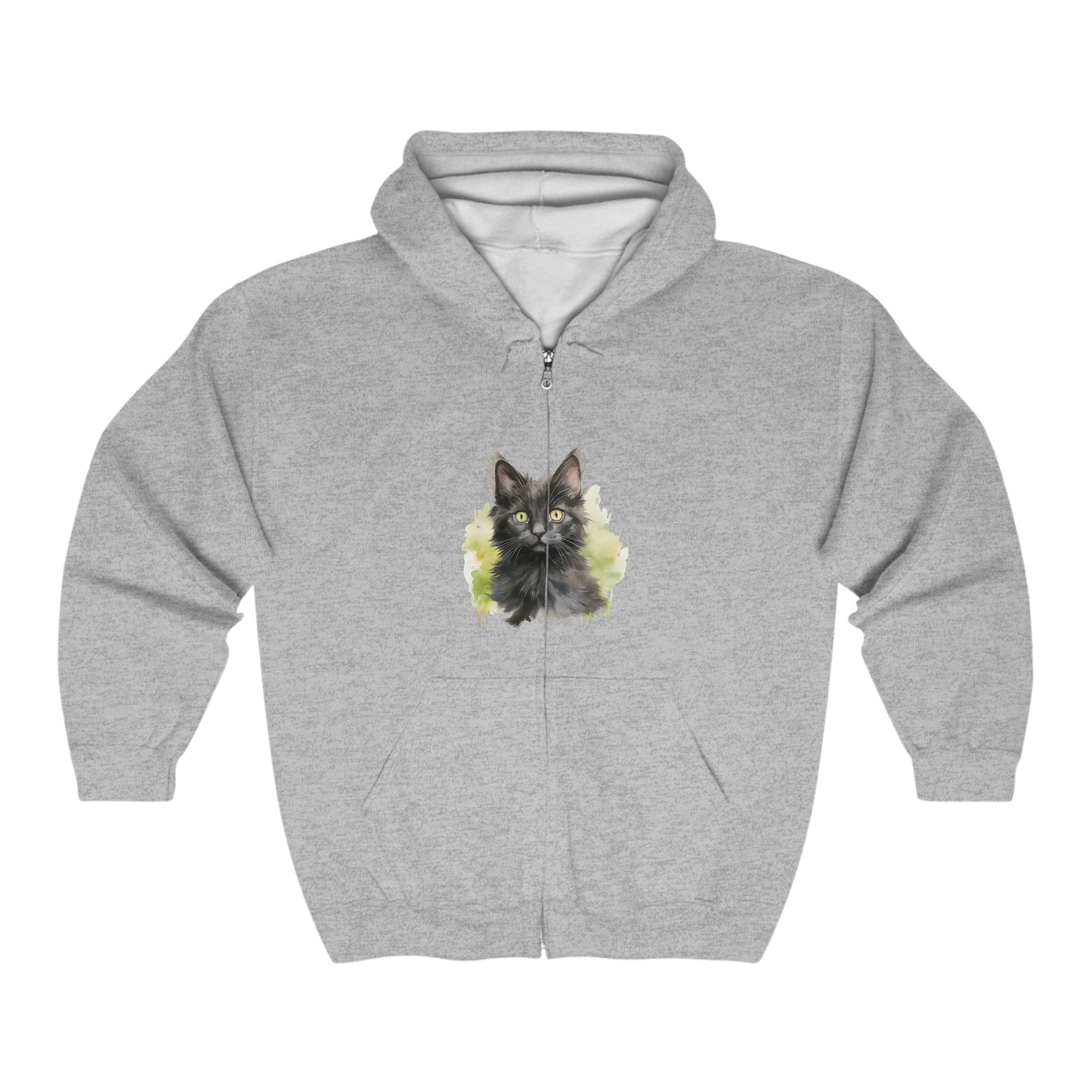 Black Cat Watercolor Hoodie - Mystical & Cozy Hoodie - Blululi