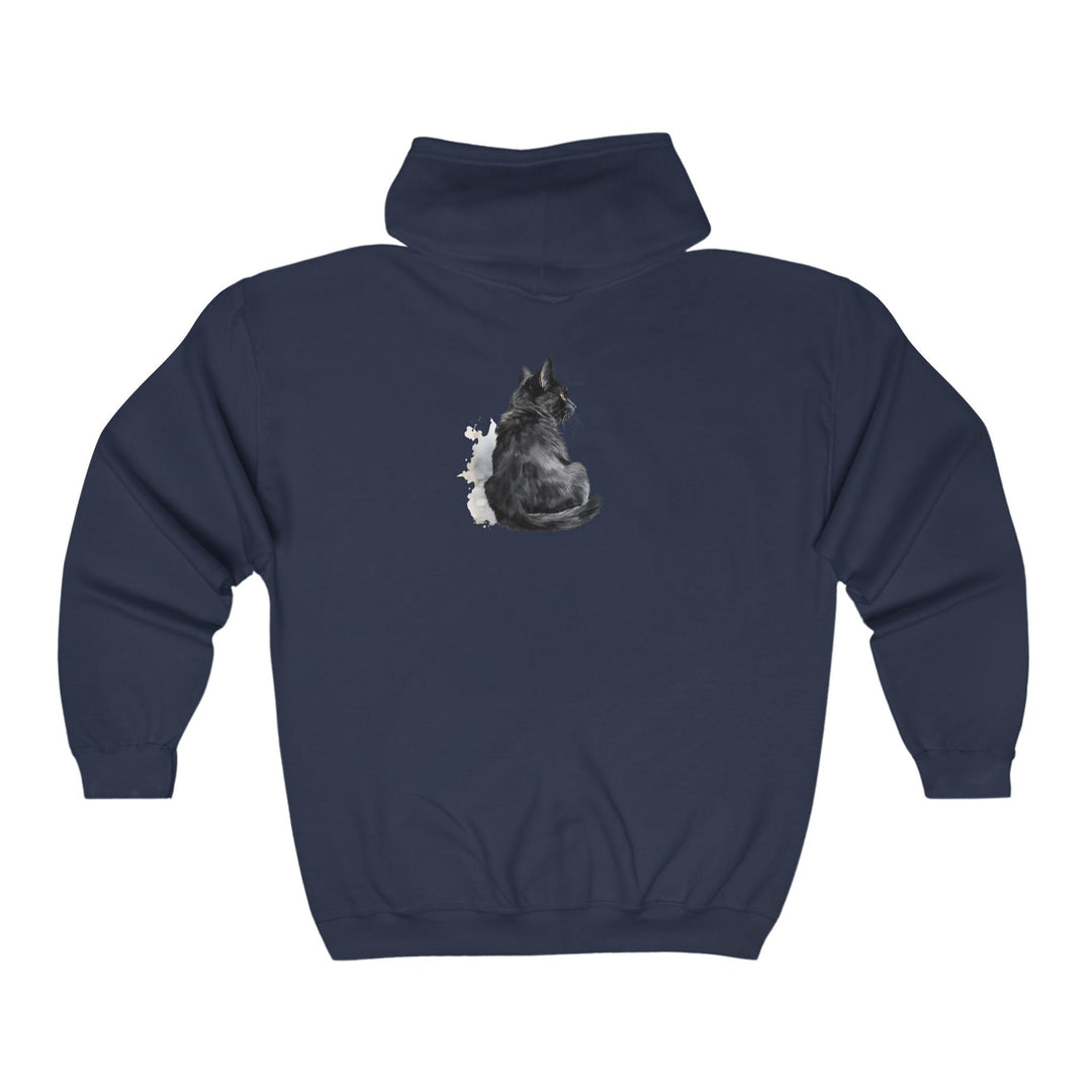 Black Cat Watercolor Hoodie - Mystical Design Hoodie - Blululi