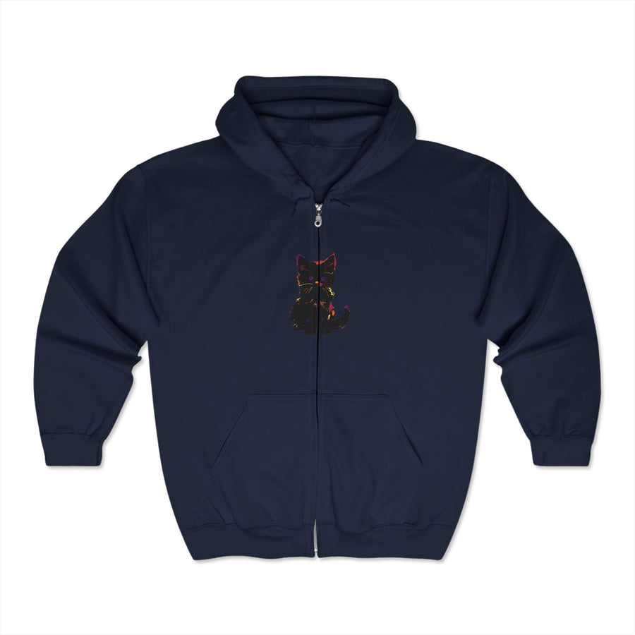 Black Cat Watercolor Hoodie - Mystical Design Hoodie - Blululi