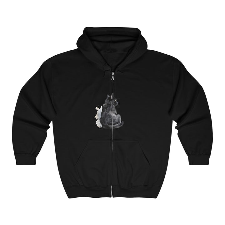 Black Cat Watercolor Hoodie - Mystical Design Hoodie - Blululi