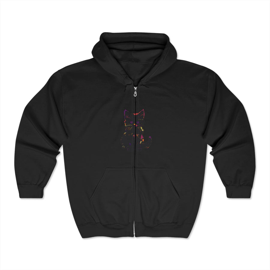 Black Cat Watercolor Hoodie - Mystical Design Hoodie - Blululi