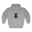 Black Cat Watercolor Hoodie - Mystical Design Hoodie - Blululi