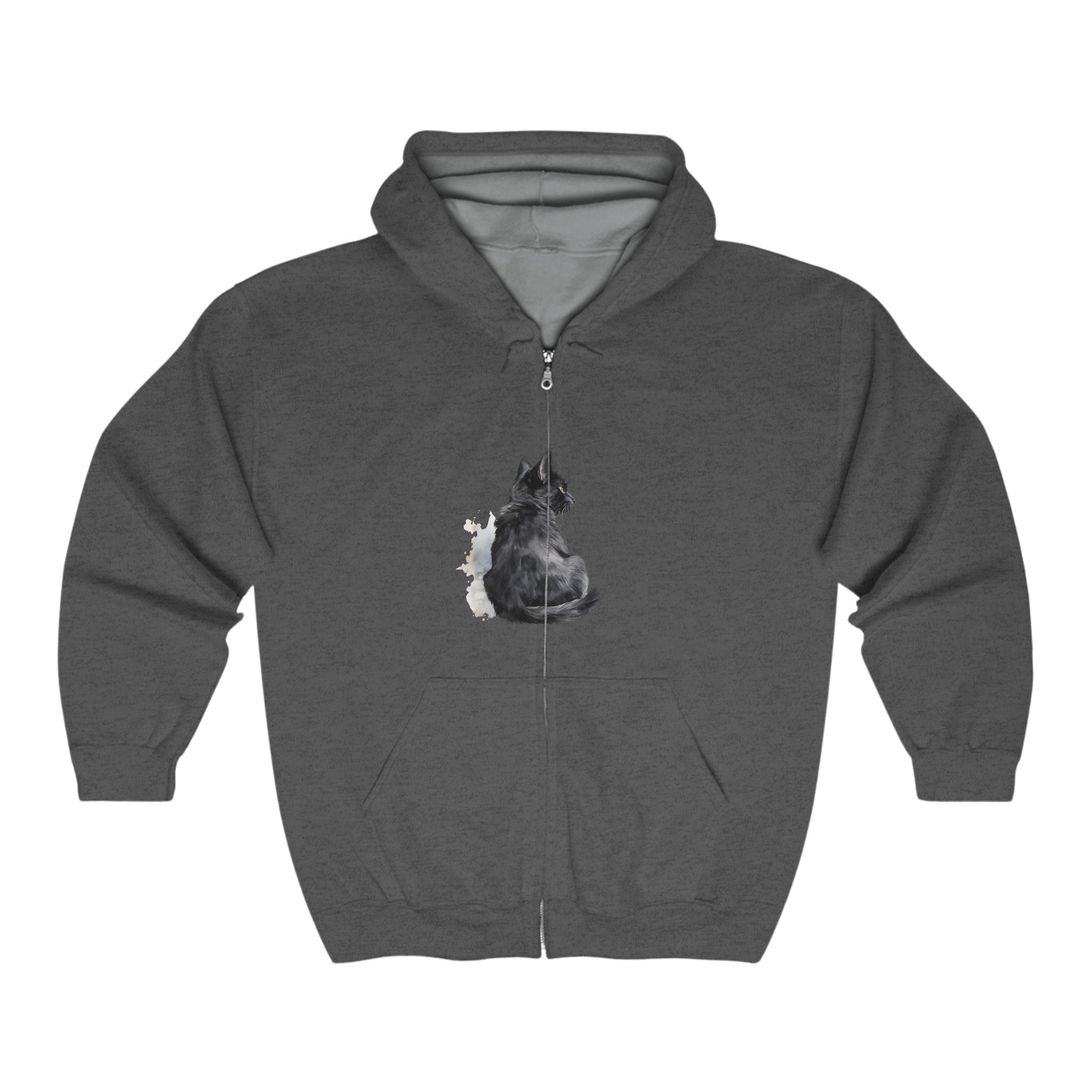 Black Cat Watercolor Hoodie - Mystical Design Hoodie - Blululi