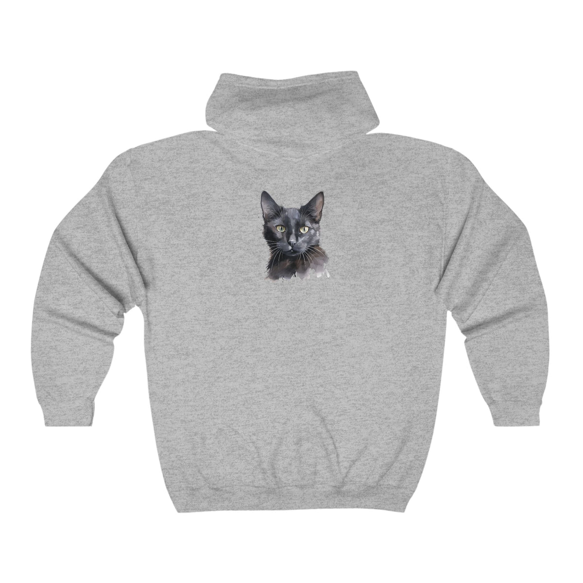 Black Cat Watercolor Hoodie - Mystical Feline Hoodie - Blululi
