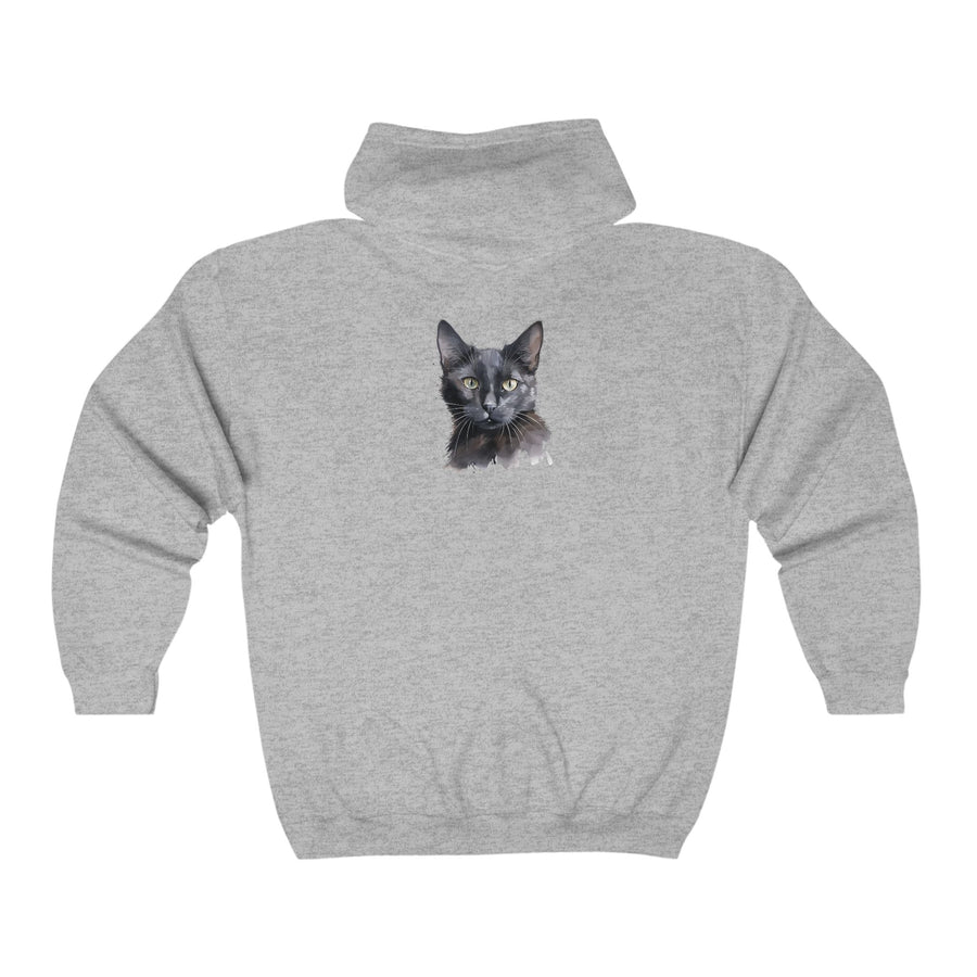 Black Cat Watercolor Hoodie - Mystical Feline Hoodie - Blululi