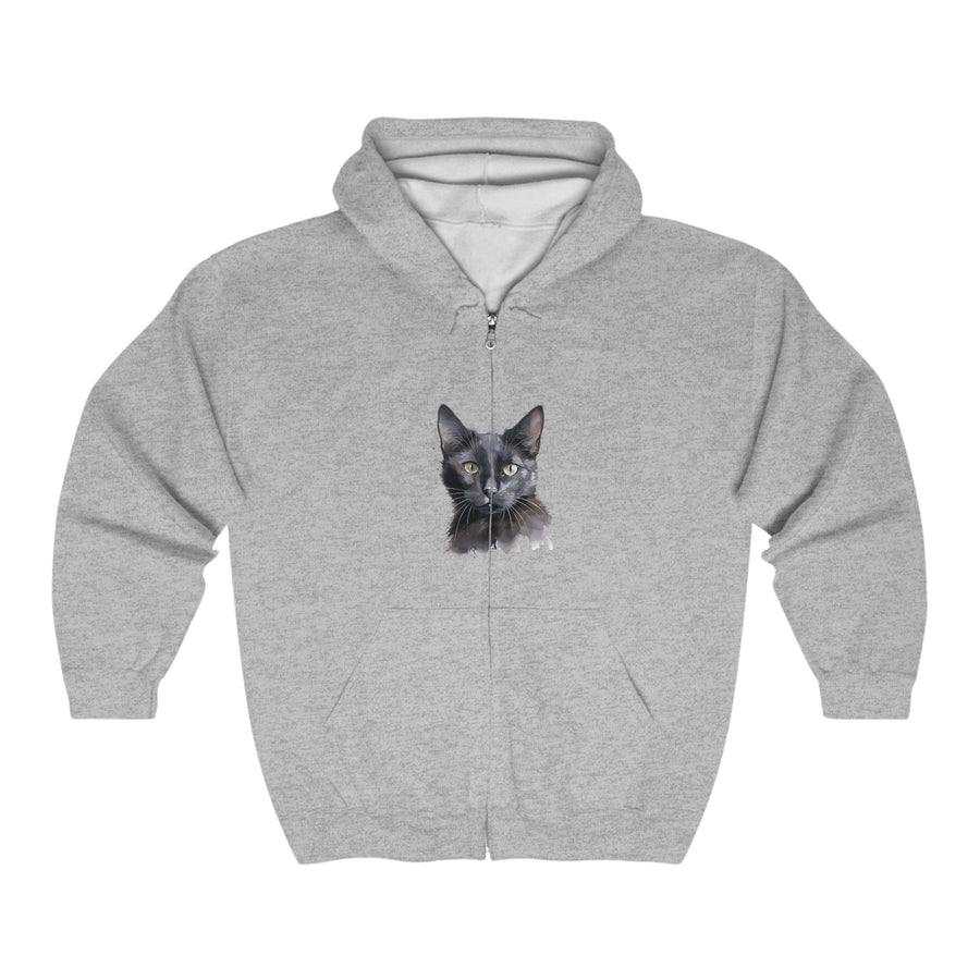 Black Cat Watercolor Hoodie - Mystical Feline Hoodie - Blululi