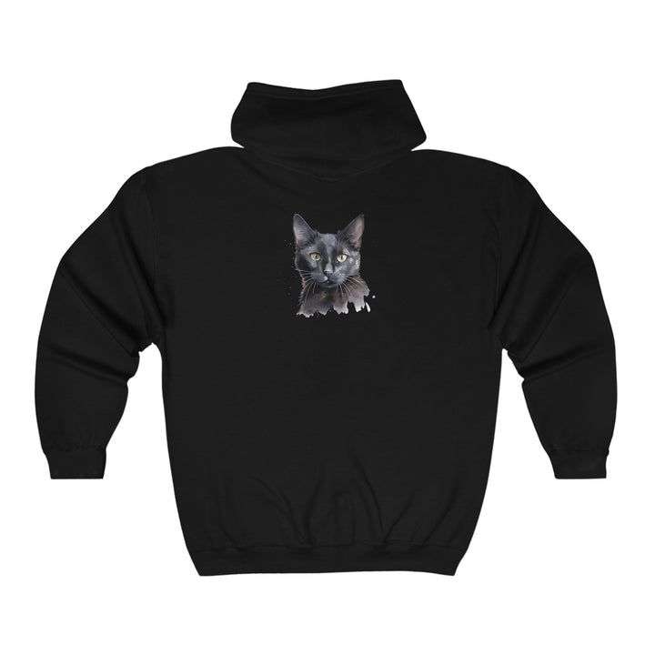 Black Cat Watercolor Hoodie - Mystical Feline Hoodie - Blululi