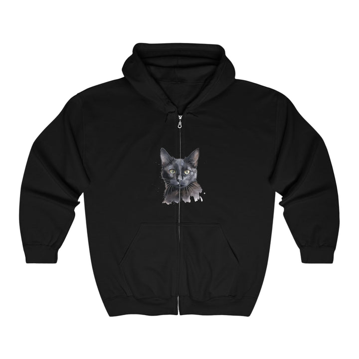 Black Cat Watercolor Hoodie - Mystical Feline Hoodie - Blululi