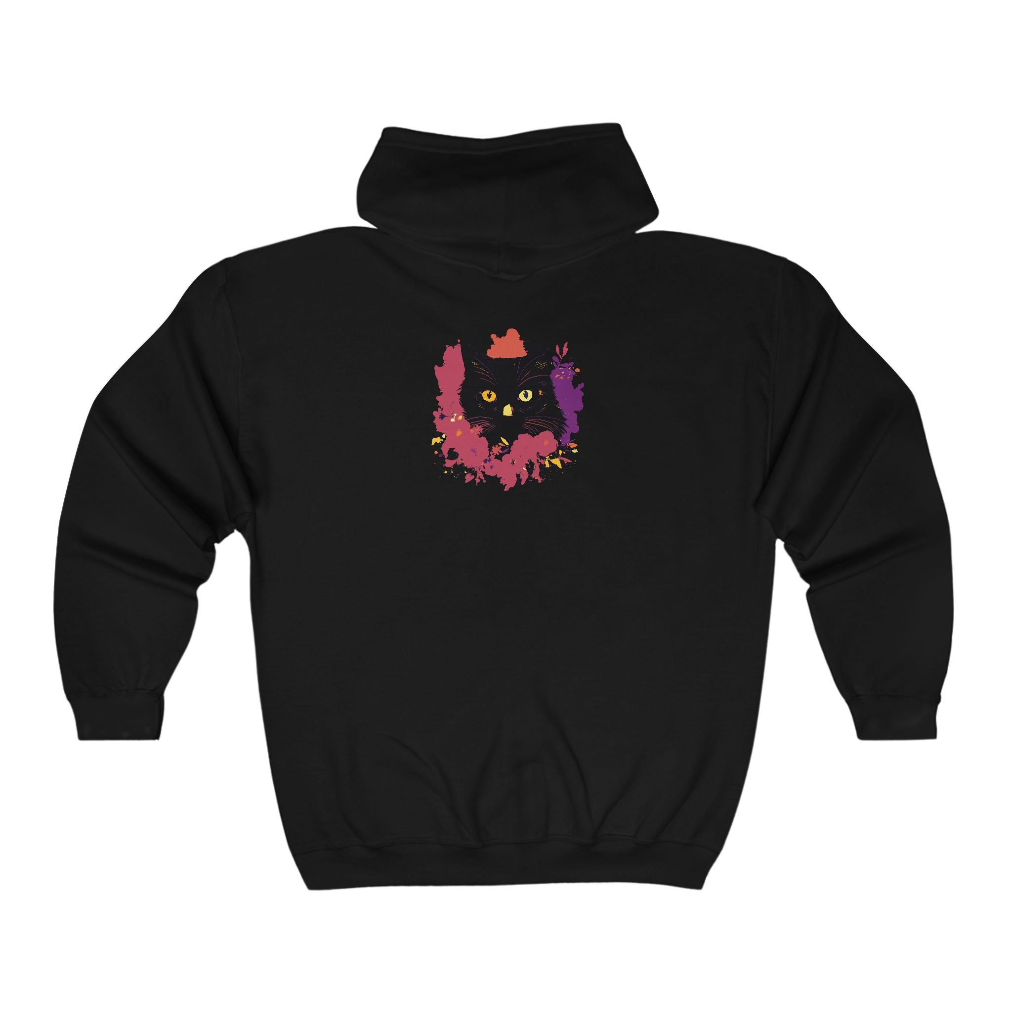 Black Cat Watercolor Hoodie - Mystical Pet Design Hoodie - Blululi