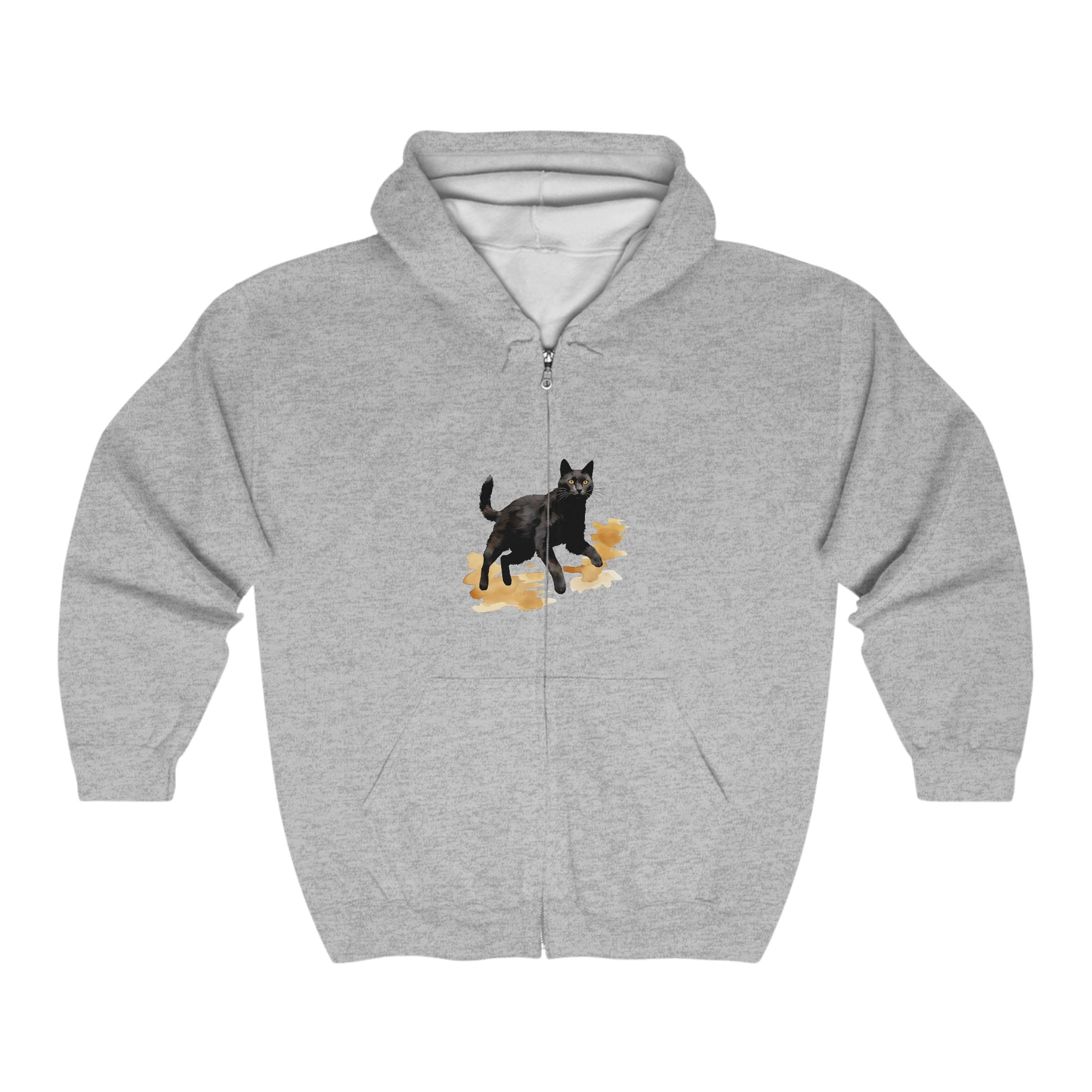 Black Cat Watercolor Hoodie - Mystical Pet Design Hoodie - Blululi