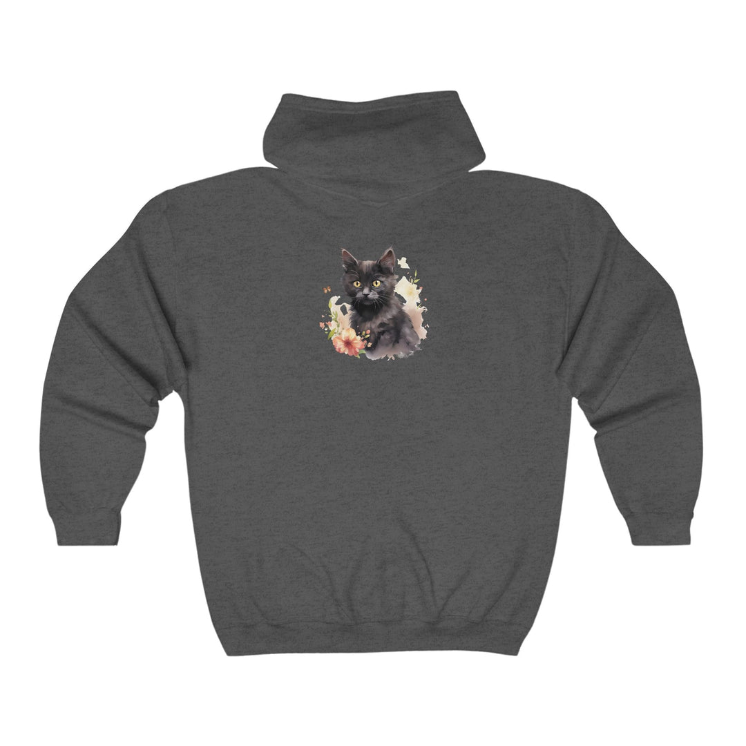 Black Cat Watercolor Hoodie - Mystical Pet Design Hoodie - Blululi