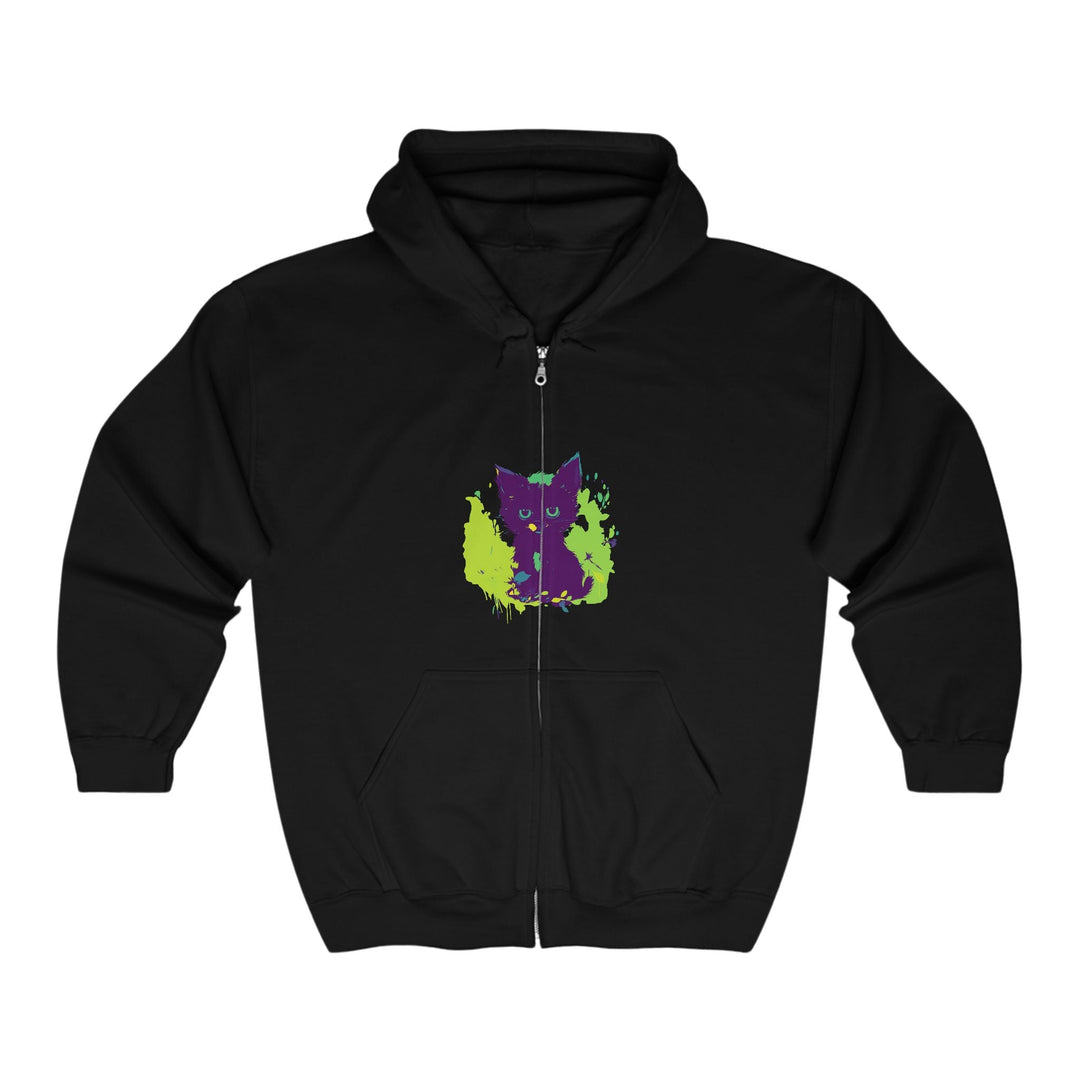 Black Cat Watercolor Hoodie - Mystical Pet Design Hoodie - Blululi