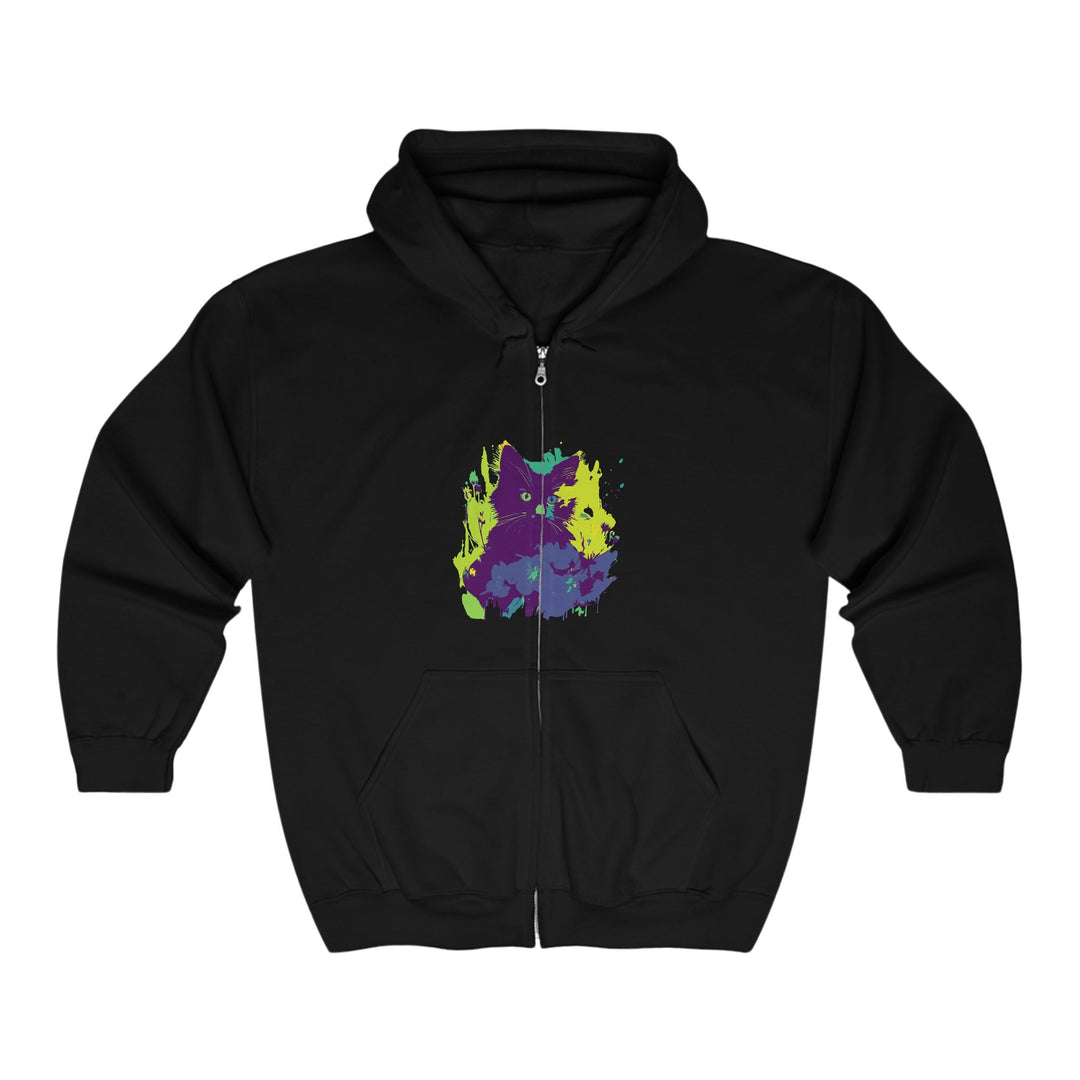 Black Cat Watercolor Hoodie - Mystical Pet Design Hoodie - Blululi