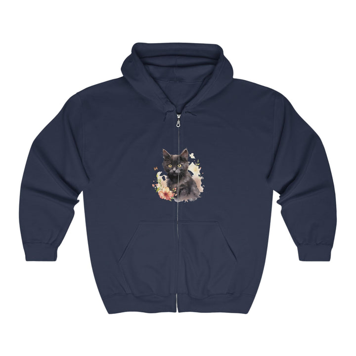 Black Cat Watercolor Hoodie - Mystical Pet Design Hoodie - Blululi