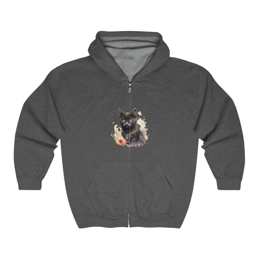 Black Cat Watercolor Hoodie - Mystical Pet Design Hoodie - Blululi