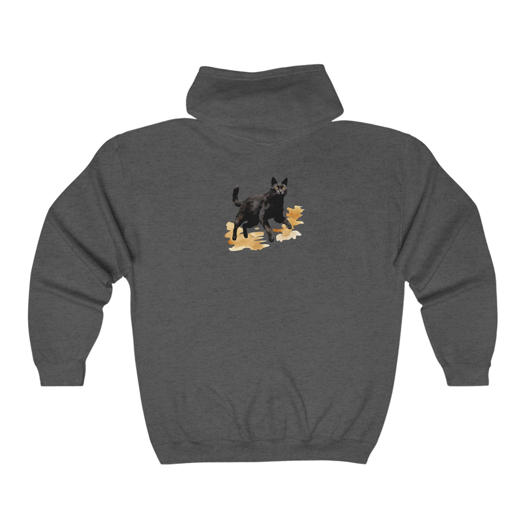 Black Cat Watercolor Hoodie - Mystical Pet Design Hoodie - Blululi