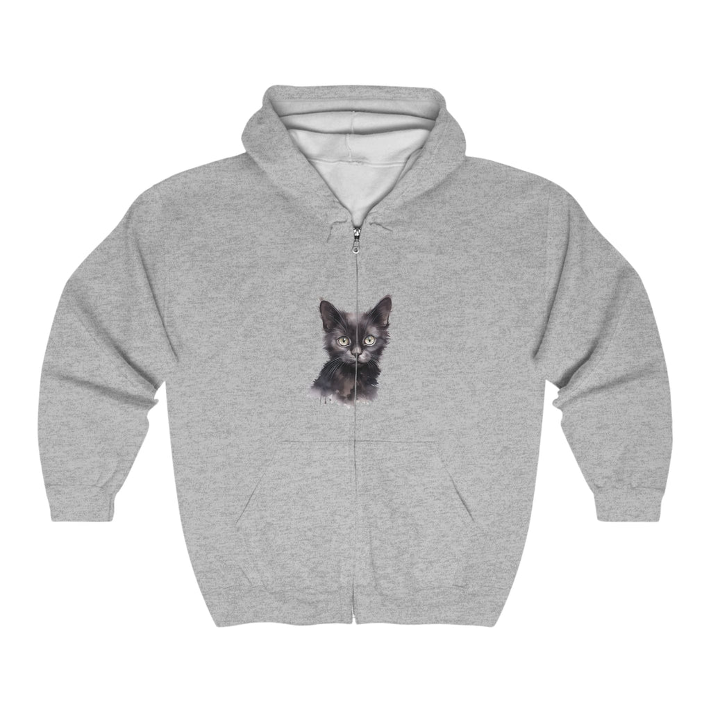 Black Cat Watercolor Hoodie - Mystical & Soft Hoodie - Blululi