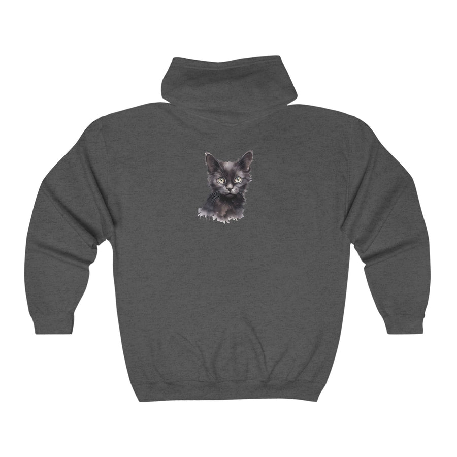 Black Cat Watercolor Hoodie - Mystical & Soft Hoodie - Blululi