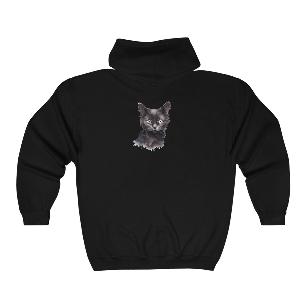 Black Cat Watercolor Hoodie - Mystical & Soft Hoodie - Blululi