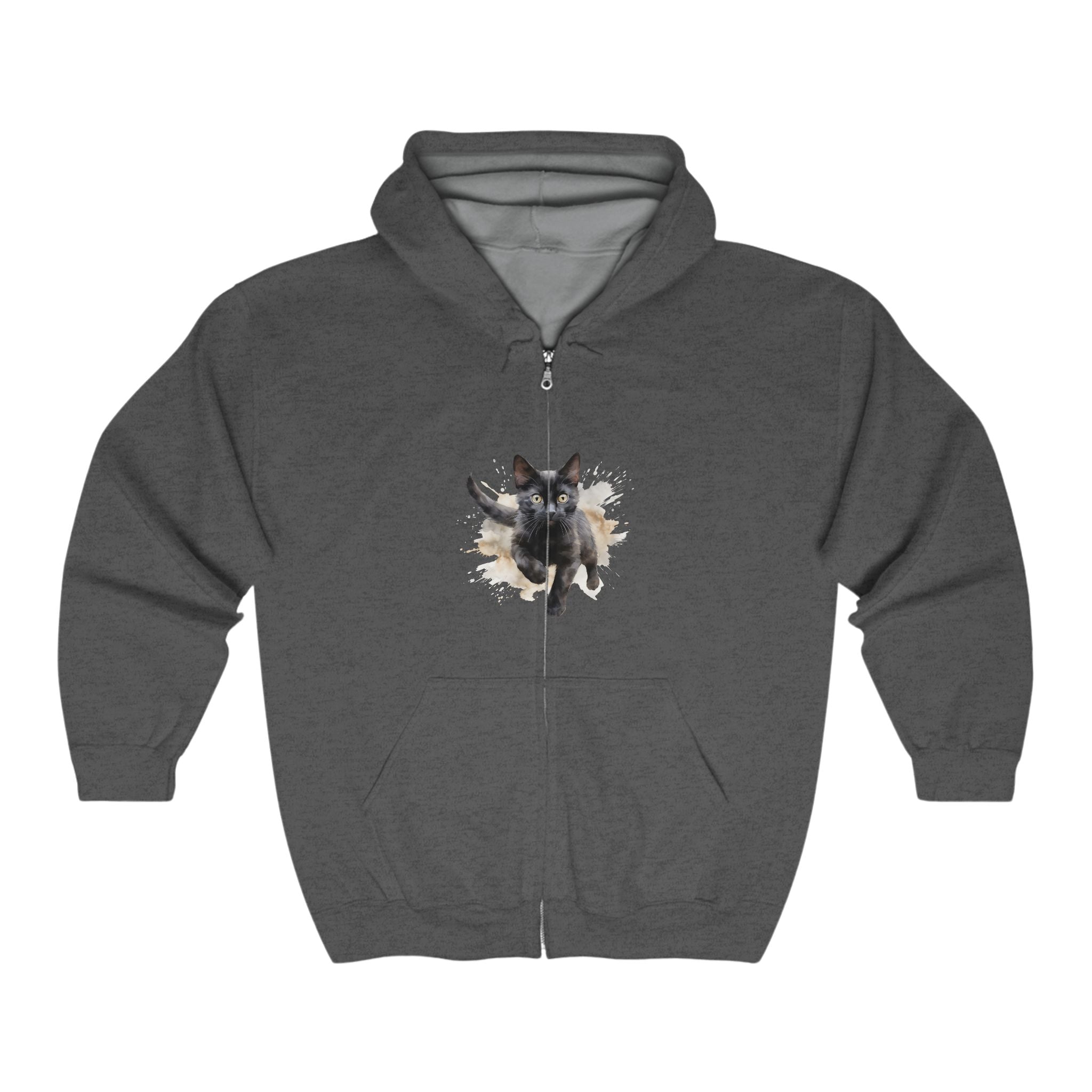 Black Cat Watercolor Hoodie - Playful & Joyful Hoodie - Blululi
