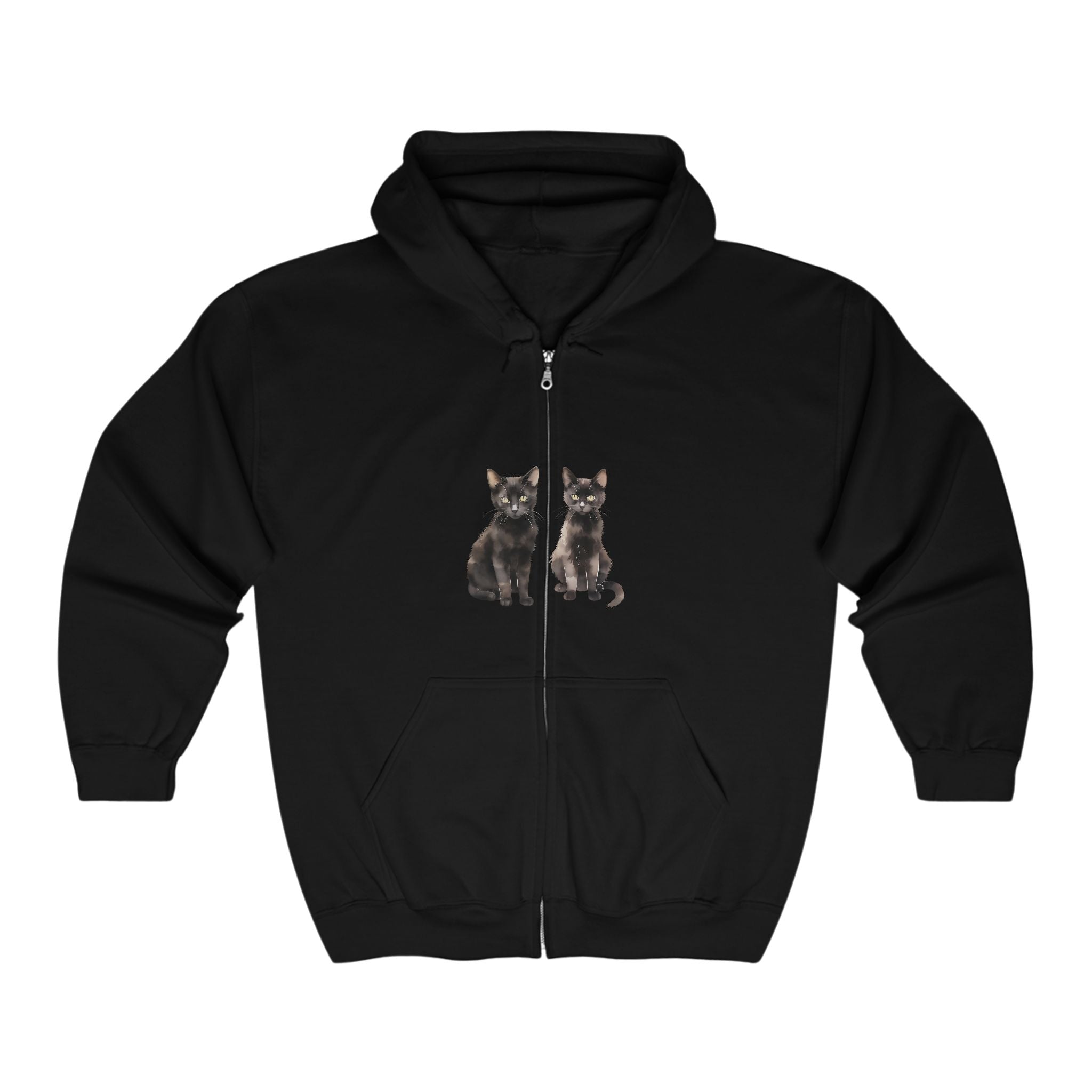 Black Cat Watercolor Hoodie - Spooky Chic Hoodie - Blululi