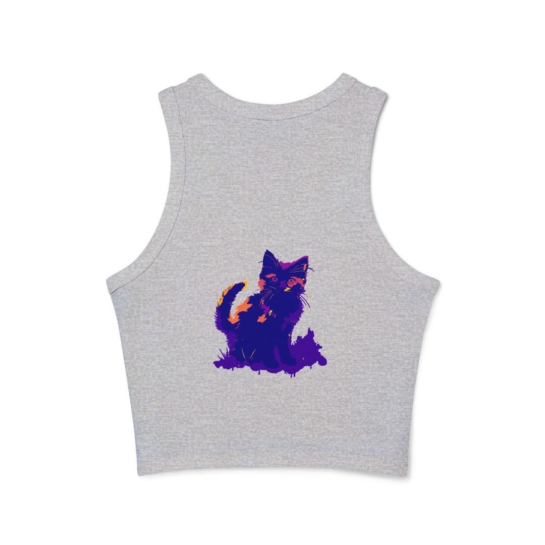 Black Cat Watercolor Racerback Tank Top - Colorful Kitten Tank Top - Blululi