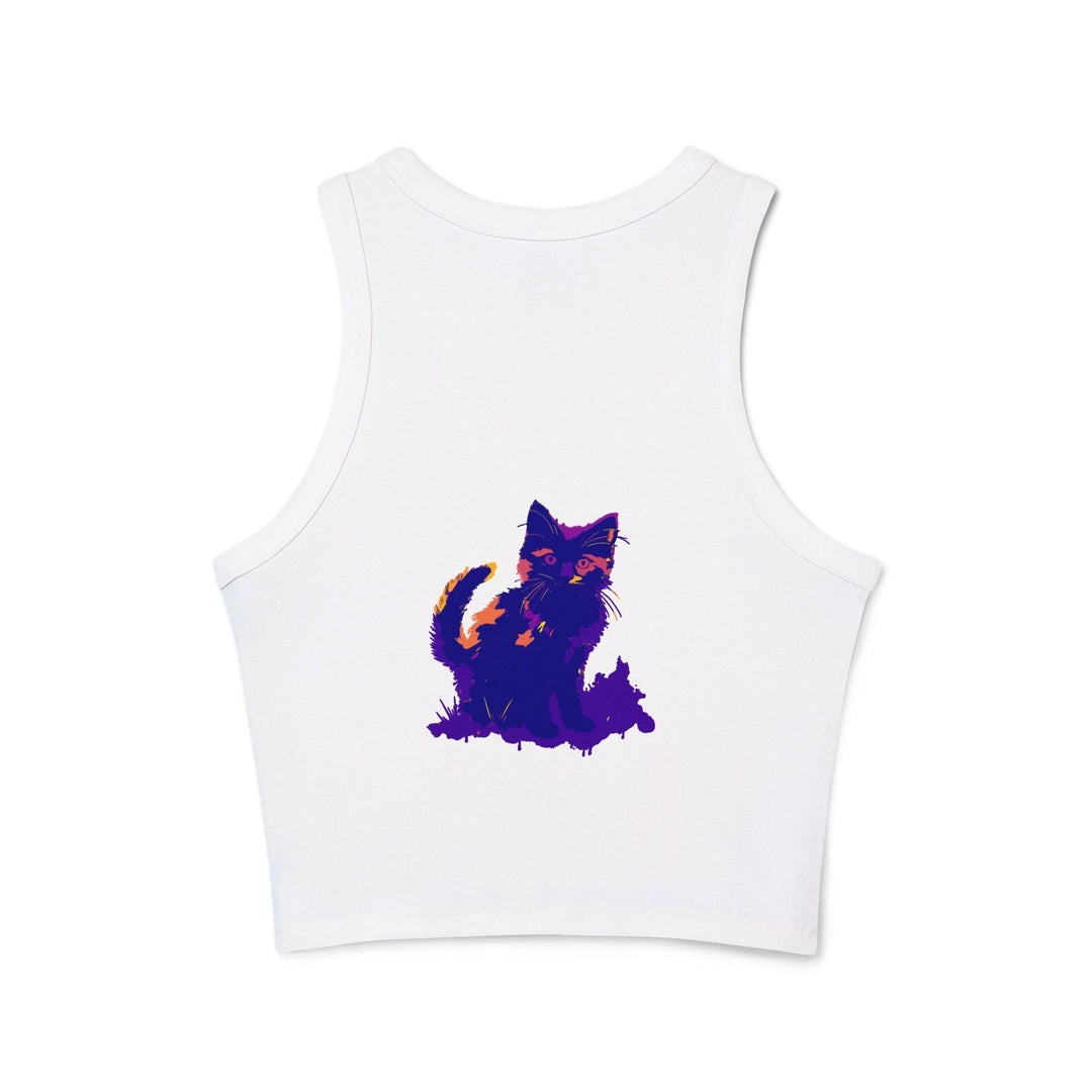 Black Cat Watercolor Racerback Tank Top - Colorful Kitten Tank Top - Blululi