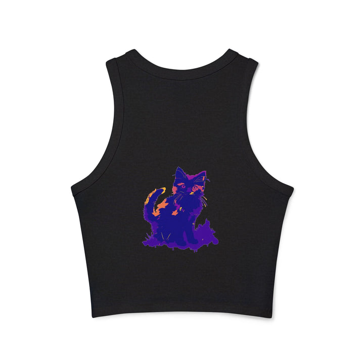 Black Cat Watercolor Racerback Tank Top - Colorful Kitten Tank Top - Blululi