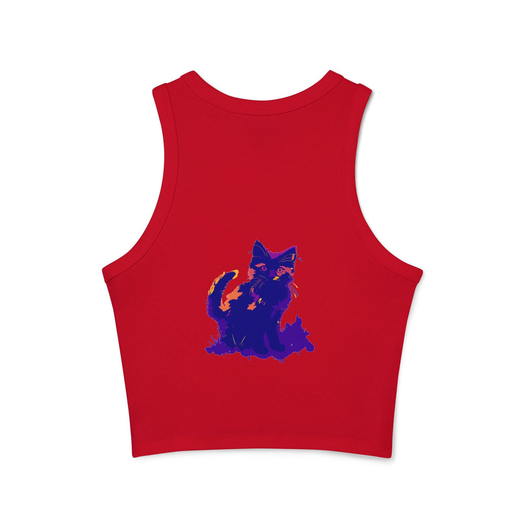 Black Cat Watercolor Racerback Tank Top - Colorful Kitten Tank Top - Blululi