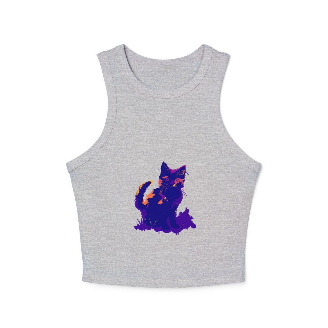 Black Cat Watercolor Racerback Tank Top - Colorful Kitten Tank Top - Blululi