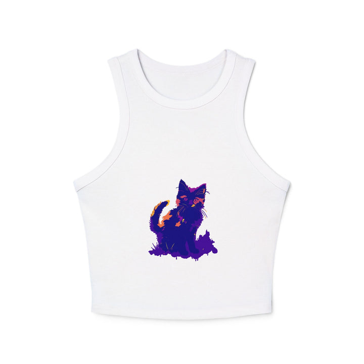 Black Cat Watercolor Racerback Tank Top - Colorful Kitten Tank Top - Blululi