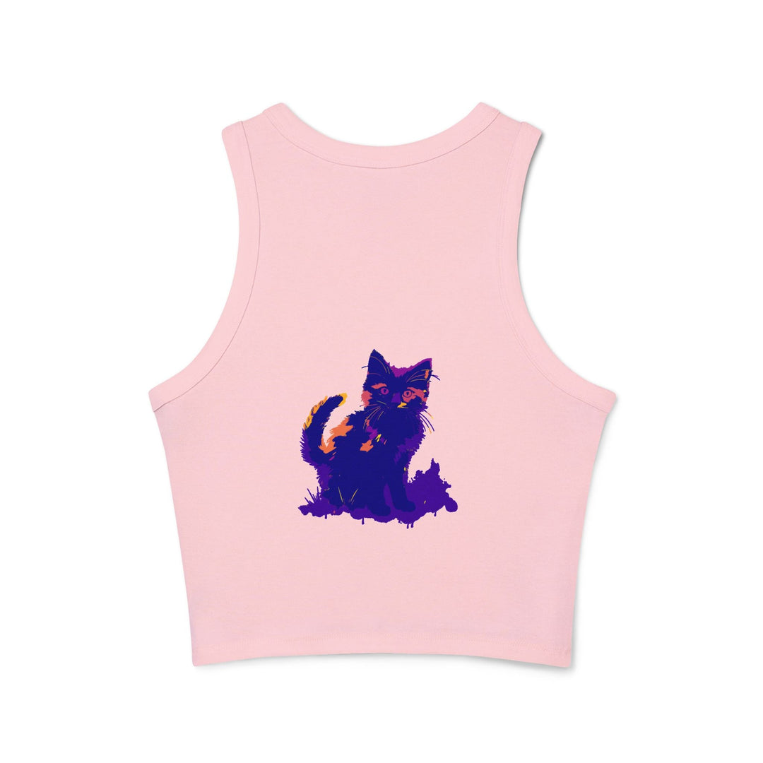 Black Cat Watercolor Racerback Tank Top - Colorful Kitten Tank Top - Blululi