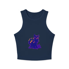 Black Cat Watercolor Racerback Tank Top - Colorful Kitten Tank Top - Blululi