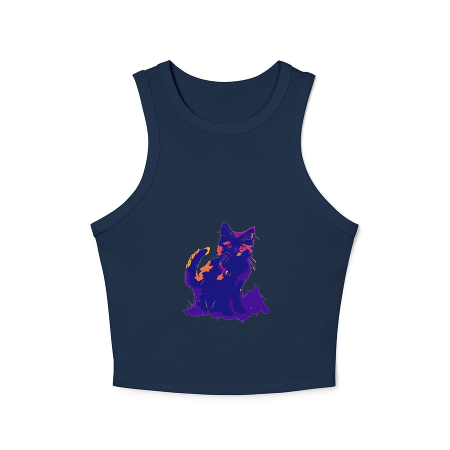 Black Cat Watercolor Racerback Tank Top - Colorful Kitten Tank Top - Blululi