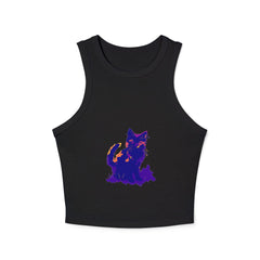Black Cat Watercolor Racerback Tank Top - Colorful Kitten Tank Top - Blululi