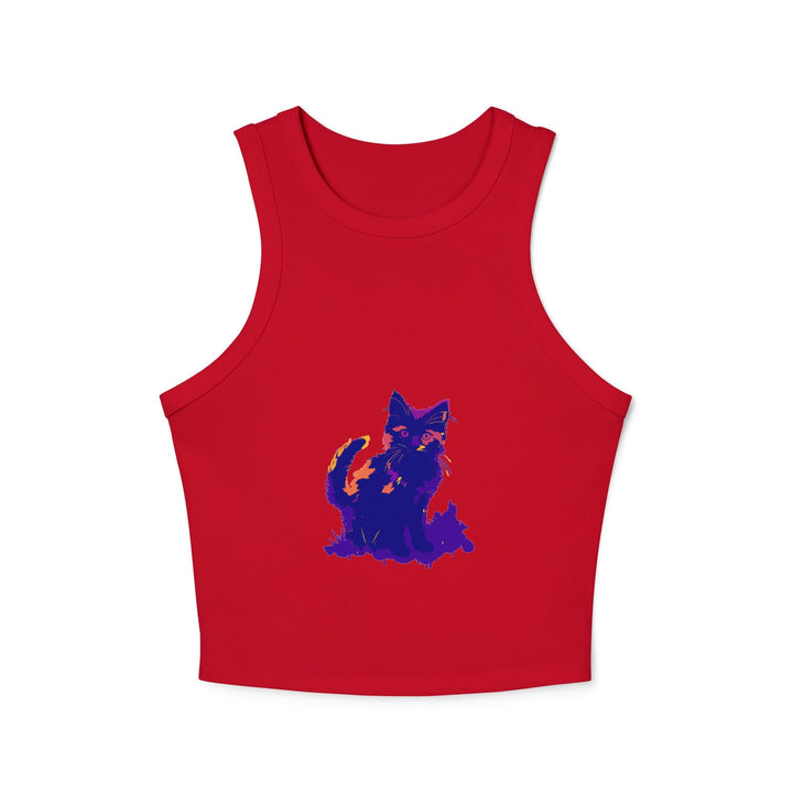 Black Cat Watercolor Racerback Tank Top - Colorful Kitten Tank Top - Blululi