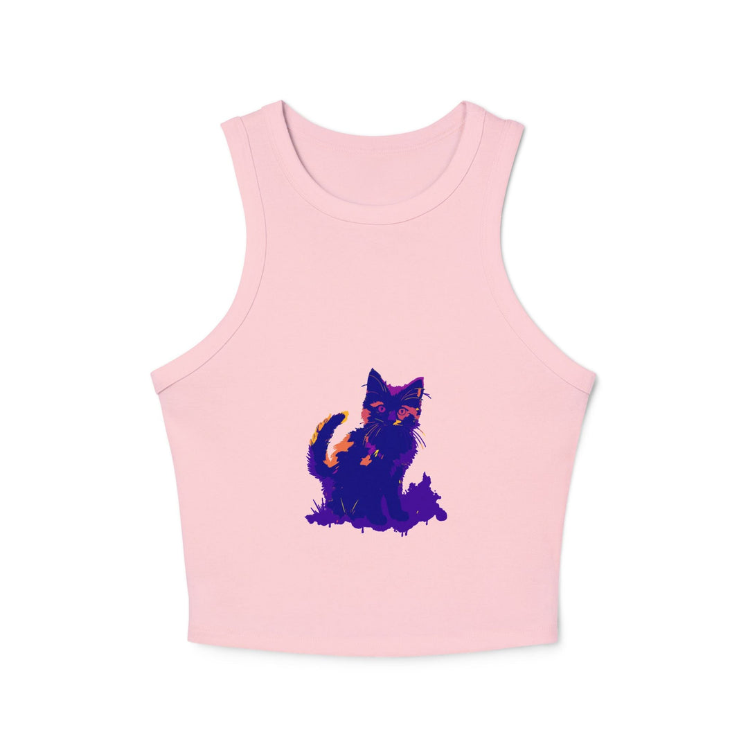 Black Cat Watercolor Racerback Tank Top - Colorful Kitten Tank Top - Blululi