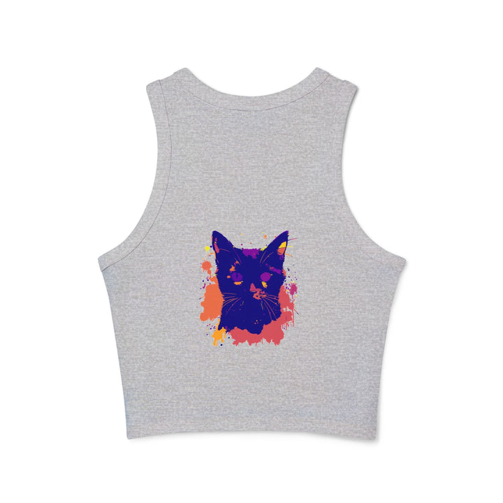 Black Cat Watercolor Racerback Tank Top - Colorful Splatter Tank Top - Blululi