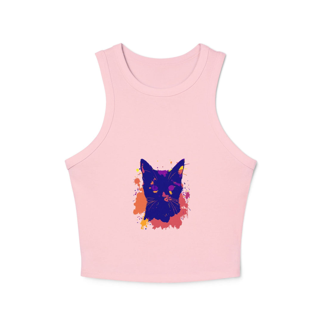 Black Cat Watercolor Racerback Tank Top - Colorful Splatter Tank Top - Blululi