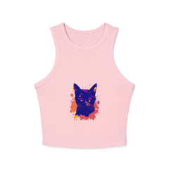 Black Cat Watercolor Racerback Tank Top - Colorful Splatter Tank Top - Blululi