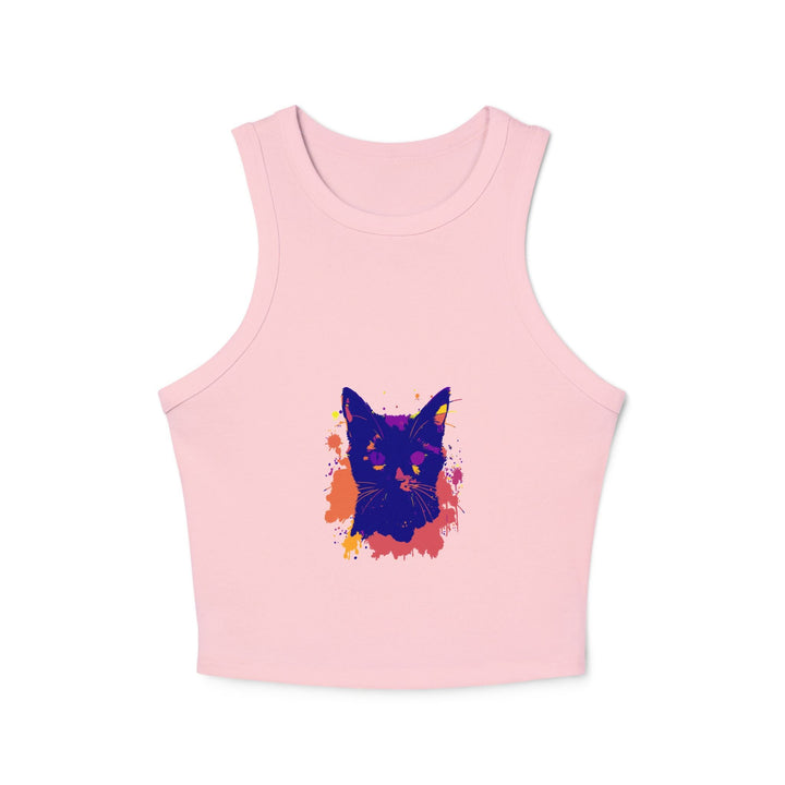 Black Cat Watercolor Racerback Tank Top - Colorful Splatter Tank Top - Blululi