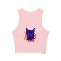 Black Cat Watercolor Racerback Tank Top - Colorful Splatter Tank Top - Blululi
