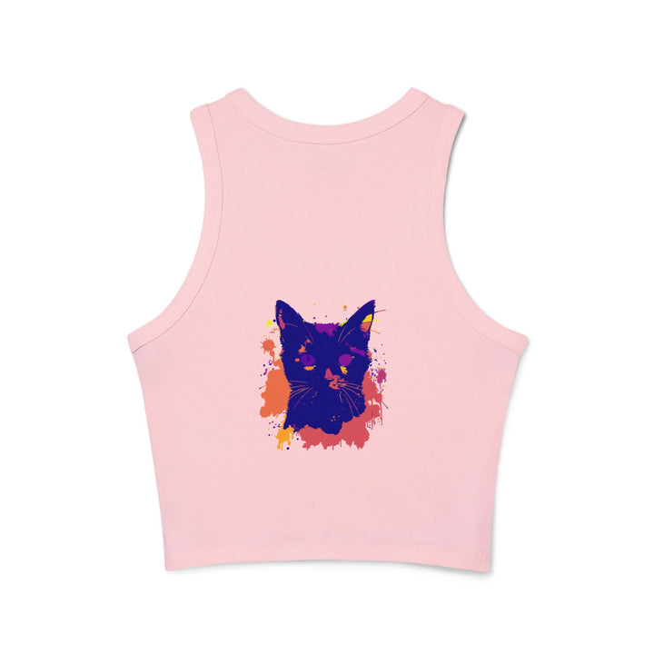 Black Cat Watercolor Racerback Tank Top - Colorful Splatter Tank Top - Blululi