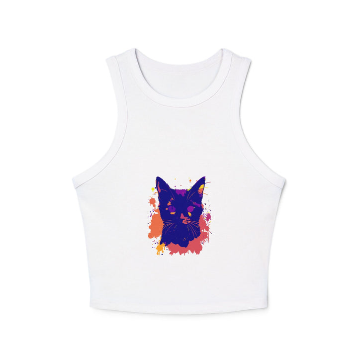 Black Cat Watercolor Racerback Tank Top - Colorful Splatter Tank Top - Blululi