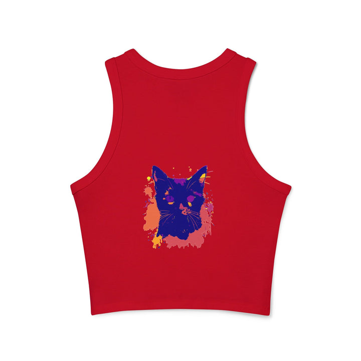 Black Cat Watercolor Racerback Tank Top - Colorful Splatter Tank Top - Blululi