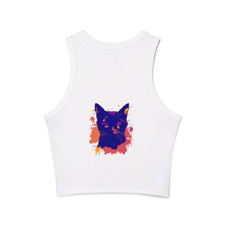 Black Cat Watercolor Racerback Tank Top - Colorful Splatter Tank Top - Blululi