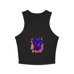Black Cat Watercolor Racerback Tank Top - Colorful Splatter Tank Top - Blululi