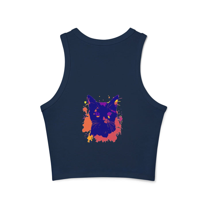 Black Cat Watercolor Racerback Tank Top - Colorful Splatter Tank Top - Blululi