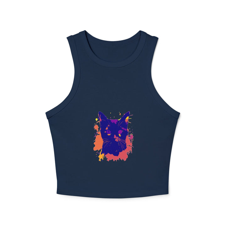 Black Cat Watercolor Racerback Tank Top - Colorful Splatter Tank Top - Blululi